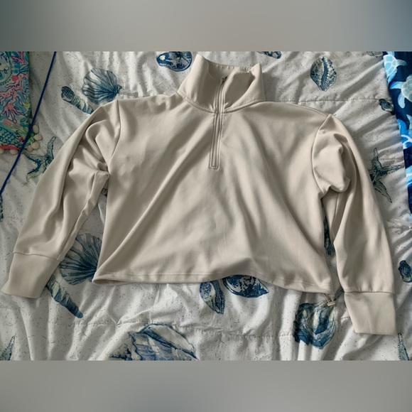 Zella Cream Quarter-Zip Sweatshirt size Small - Picture 1 of 8